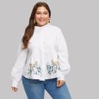 Shein Plus Botanical Embroidery Smock Top