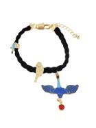 Shein Enamel Eagle Black Suede Chain Bracelet