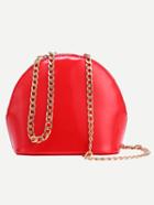 Shein Faux Patent Leather Zip Closure Chain Bag - Red