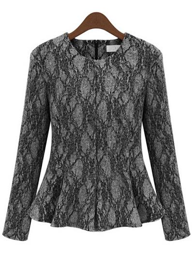 Shein Black Round Neck Ruffle Lace Blouse