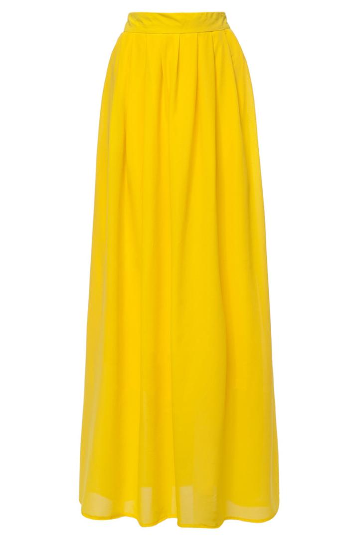 Shein Yellow High Waist Maxi Skirt