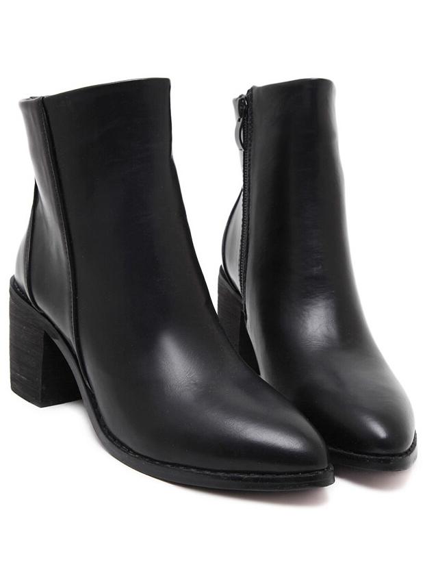 Shein Black Pointy Pu Chunky Boots