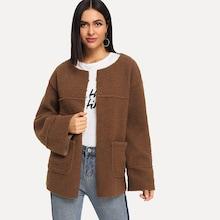 Shein Double Pocket Teddy Coat