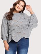 Shein Loose Knit Scalloped Hem Dolman Jumper