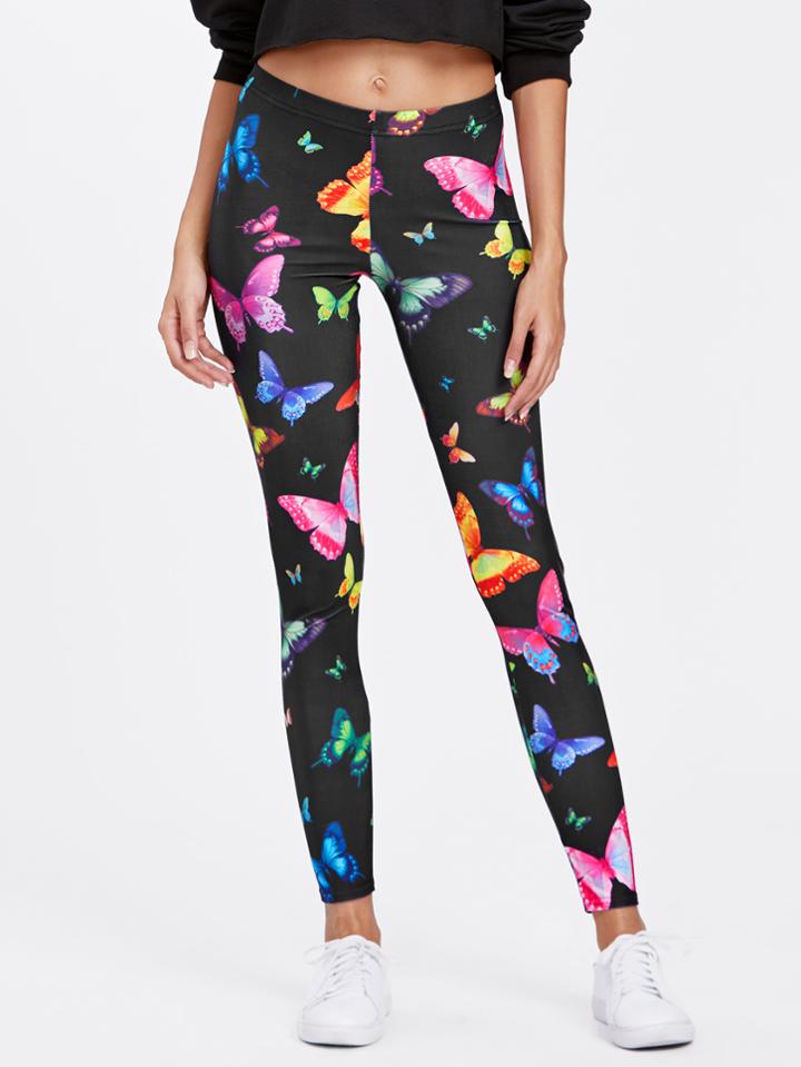 Shein Butterfly Print Skinny Leggings