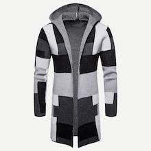 Shein Men Color Block Hooded Longline Cardigan