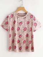 Shein Allover Popsicle Print Velvet Tee