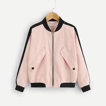 Shein Girls Zip Up Tape Side Jacket