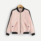 Shein Girls Zip Up Tape Side Jacket