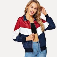 Shein Cut-and-sew Chevron Windbreaker Jacket