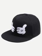 Shein Black And White Hands Canvas Baseball Hat