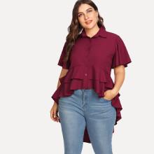 Shein Plus Tiered Ruffle Dip Hem Shirt