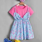 Shein Girls Flamingo Print 2 In 1 Dress
