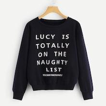 Shein Slogan Print Front Sweatshirt