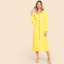 Shein Dual Pocket Button Front Longline Dress