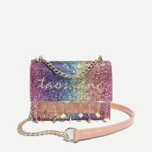 Shein Embroidered Detail Glitter Shoulder Bag