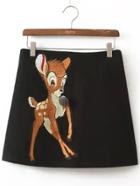 Shein Black Deer Print Skirt