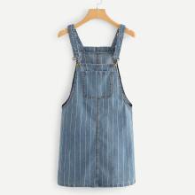 Shein Pinstripe Overall Denim Dress
