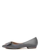 Shein Grey Star Style Pointed Toe Buckle Decorated Flats