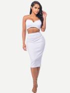 Shein V Cut Bandeau Top With Slit Back Skirt