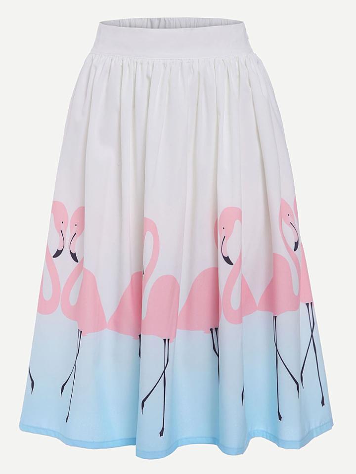 Shein Ombre Flamingos Print Skirt