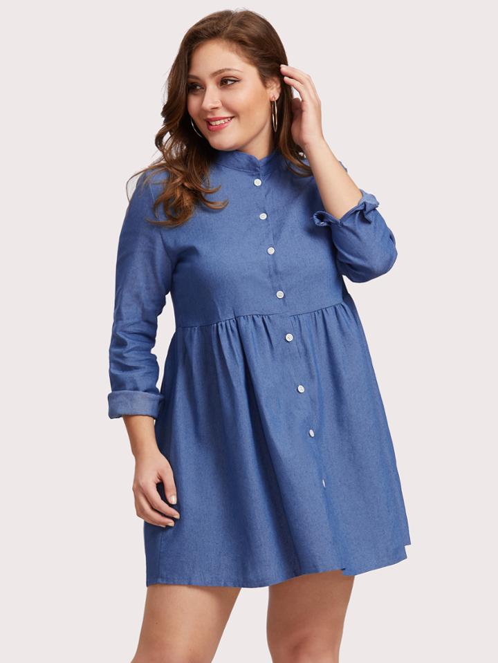 Shein Button Front Denim Dress