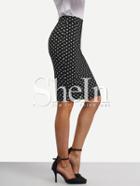 Shein Black Polka Dot Split Bodycon Skirt