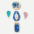 Shein Figure & Bottle Brooch Set 4pcs