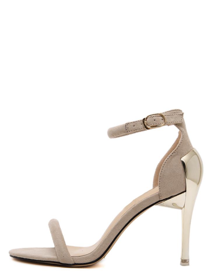 Shein Apricot Open Toe Ankle Strap High Stiletto Sandals