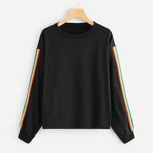 Shein Plus Contrast Striped Side Sweatshirt