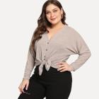 Shein Plus Solid Single-breasted Tee