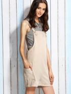 Shein Beige Utility Overall Shorts With Side Pocket
