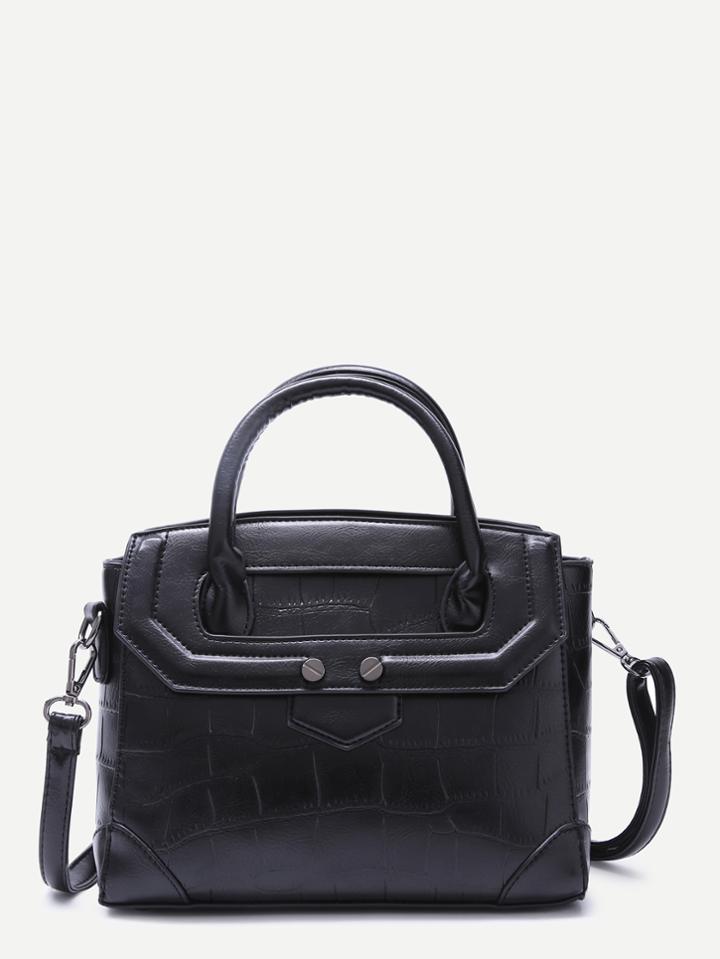 Shein Black Crocodile Embossed Shoulder Bag
