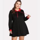 Shein Plus Contrast Hood & Cuff Sweatshirt Dress