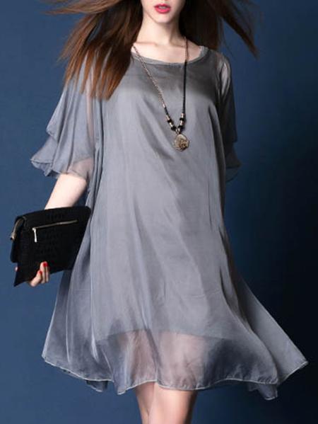 Shein Grey Batwing Sleeve Shift Dress