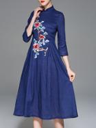 Shein Flowers Embroidered Vintage Dress