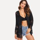 Shein Lace Embroidered Open Front Cardigan