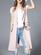 Shein Pink Sleeveless Pockets Print Vest