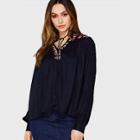 Shein Embroidered Tape Bishop Sleeve Top