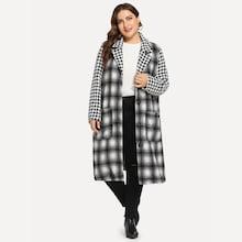 Shein Plus Notch Collar Button Up Coat