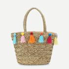 Shein Tassel Decorated Straw Tote Bag