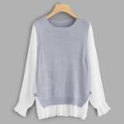 Shein Frill Neck Two Tone 2 In 1 Sweater
