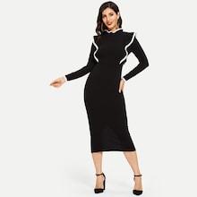 Shein Ruffle Detail Mock-neck Dress