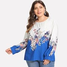 Shein Plus Flower Print Tunic Top