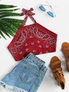 Shein Vintage Print Crop Halter Top