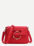 Shein Red Pebbled Leather Nose Ring Flap Shoulder Bag