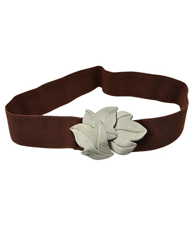 Shein Silver Plated Maple Coffee Ribbon Elastic Waist Belt