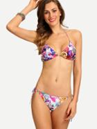 Shein Multicolor Cartoon Print Triangle Bikini Set