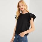 Shein Layered Ruffle Sleeve Scallop Hem Top