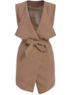 Shein Khaki Lapel Belt Vest